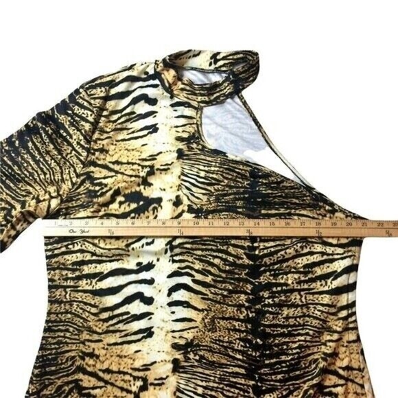 Shein 2XL Animal Print One Shoulder Long Sleeve Short Dress. - Picture 6 of 11